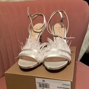 Jessica Simpson Raelin White Feather Heels